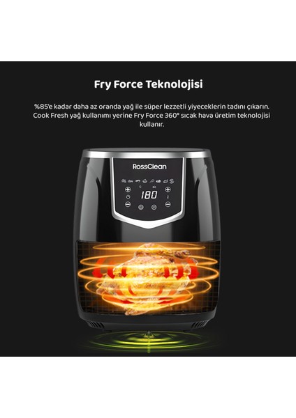 Dijital 5,5l Hava Fritöz, Sağlıklı ve Pratik Pişirme Cihazı, Siyah Renk modelleri