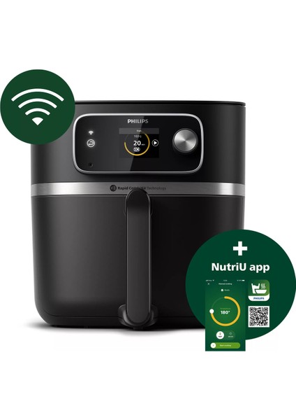 8,3 Lt Wi-Fi Kontrol Airfryer, Android-Apple Uyumlu, 7+ Kişilik, Siyah/beyaz fırsatları