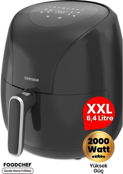 2000W Yüksek Güçlü 6,4l Geniş Dokunmatik Hava Fritözü, Sağlıklı ve Pratik Kullanım