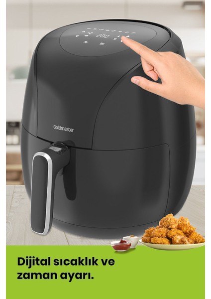 2000W Yüksek Güçlü 6,4l Geniş Dokunmatik Hava Fritözü, Sağlıklı ve Pratik Kullanım fırsatları
