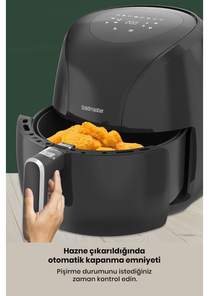 2000W Yüksek Güçlü 6,4l Geniş Dokunmatik Hava Fritözü, Sağlıklı ve Pratik Kullanım