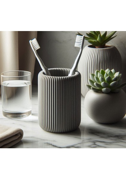 Şık ve Sade Gri Renk Diş Macunu Tutucu