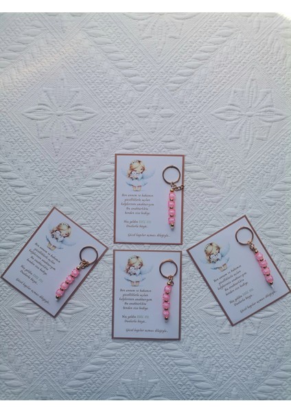 100 Adet Isme Özel Tasarım Pembe Anahtarlık Hastane Yeni Doğan 40 Mevlidi Dağıtmalık Hediyelik fırsatları