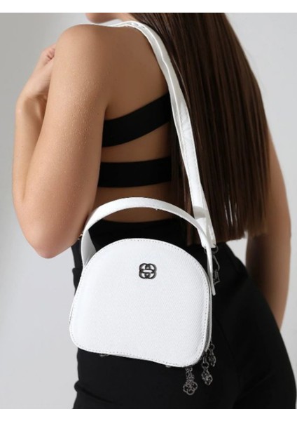 Beyaz Üstten Saplı Kadın Çapraz ve Omuz Çantası – Şık Günlük Çanta