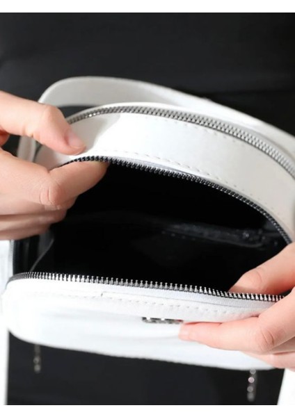 Beyaz Üstten Saplı Kadın Çapraz ve Omuz Çantası – Şık Günlük Çanta