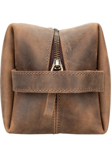 Çok Renkli Büyük Deri Makyaj Çantası, Antik Kahve fırsatları