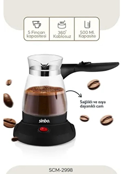 SCM-2998 Elektrikli Cam Cezve 500 ml 600W