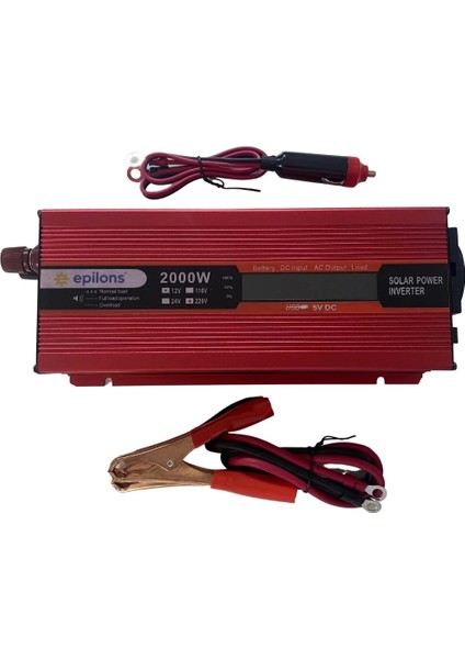 Epilons 12V 2000W Modifiye Sınus Inverter 220V Dijital Göstergeli- Taşınabilir Güç Kaynağı
