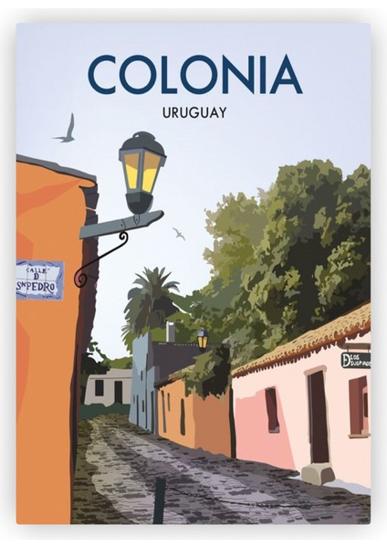 Colonia Del Sacramento Uruguay Ahşap Poster 20X29 cm