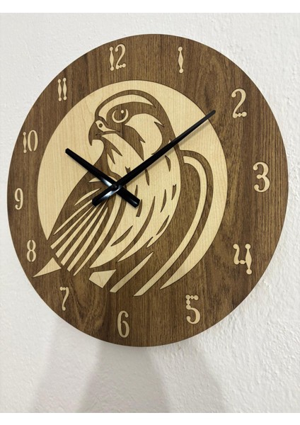 Safari Serisi - Doğan Kuşu - Ahşap Duvar Saati - 40 cm - (Çift Katmanlı Ahşap) fiyatları