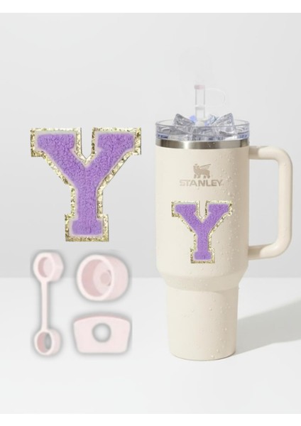 Quencher Uyumlu Premium Harf Sticker + 3’lü Silikon Tıpa Seti – Kişiselleştirilmiş Kombin