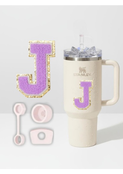 Quencher Uyumlu Premium Harf Sticker + 3’lü Silikon Tıpa Seti – Kişiselleştirilmiş Kombin