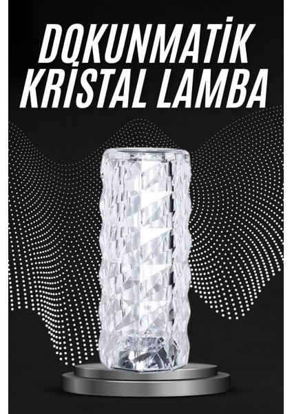 Sepetim Kristal Lamba Masa Lambası Şarjlı Masa Lambası Dokunmatik Sensör USB Şarjlı