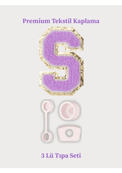 Quencher Uyumlu Premium Harf Sticker + 3’lü Silikon Tıpa Seti – Kişiselleştirilmiş Kombin fiyatları