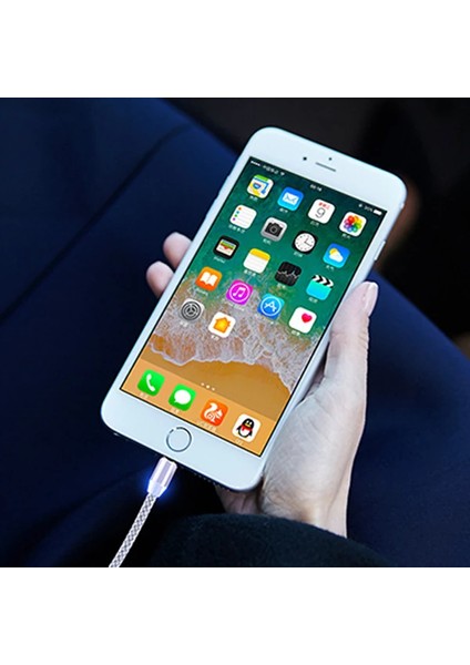 Ally 2m Magnetic-Miknatisli USB Sarj Kablosu 3 BASLIK(IPHONE+TYPE-C+MICRO-(1903) - BRF13508-7837 modelleri