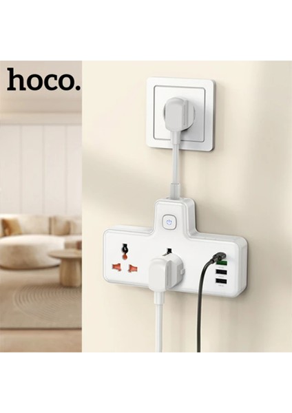 Hoco AC12A 2500W 2 Priz + 3 USB + 30W Type-C Multifonksiyonel Priz Çoğaltıcı Şa - BRF15820-113 modelleri