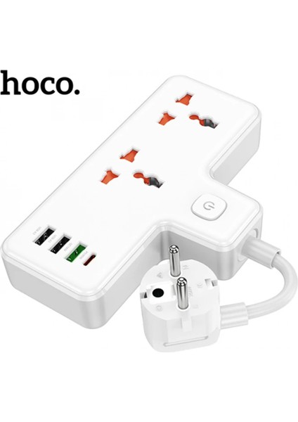 Hoco AC12A 2500W 2 Priz + 3 USB + 30W Type-C Multifonksiyonel Priz Çoğaltıcı Şa - BRF15820-113 indirimleri