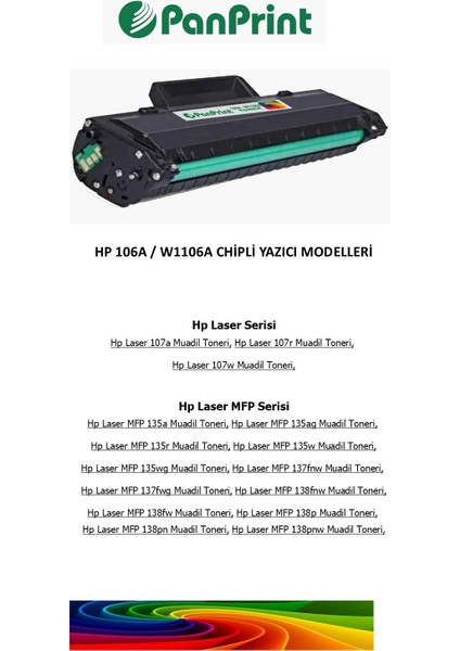 Hp Laser Mfp 135WG Muadil Toner Chipsiz (W1106A) fiyatları
