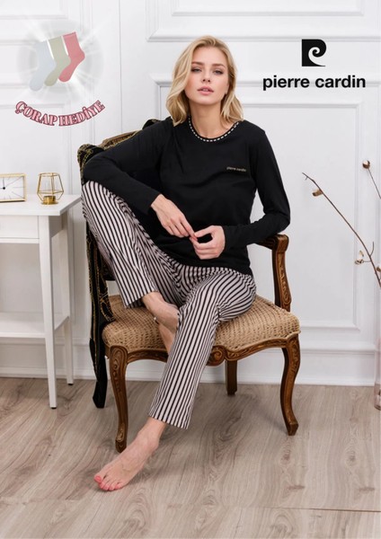 Kadın Giyim Pamuklu & Modal Çizgi Detaylı Pijama Takımı