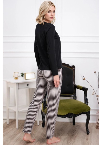 Kadın Giyim Pamuklu & Modal Çizgi Detaylı Pijama Takımı fiyatları