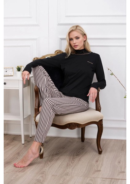 Kadın Giyim Pamuklu & Modal Çizgi Detaylı Pijama Takımı modelleri