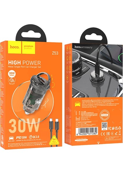 Hoco Z53 Sight Single PD30W Type-C Girişli Araç Çakmaklık Hızlı Şarj Aleti + - BRF17018-263 indirimleri