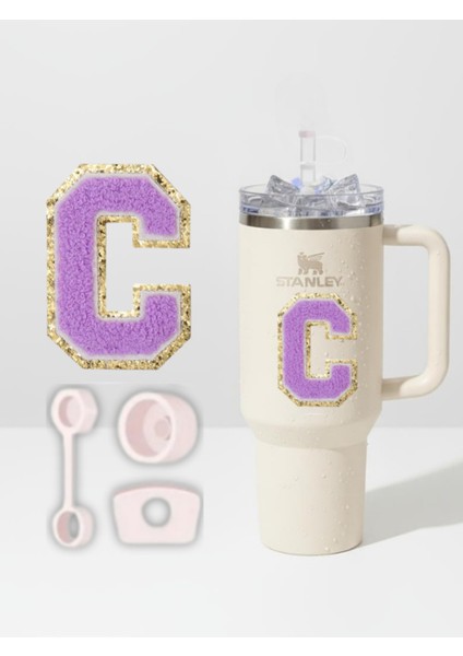 Quencher Uyumlu Premium Harf Sticker + 3’lü Silikon Tıpa Seti – Kişiselleştirilmiş Kombin