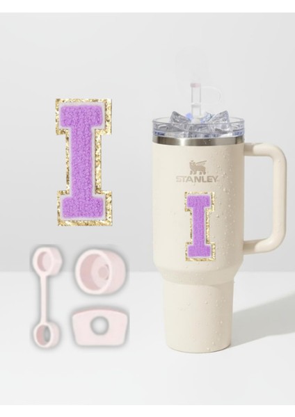 Quencher Uyumlu Premium Harf Sticker + 3’lü Silikon Tıpa Seti – Kişiselleştirilmiş Kombin