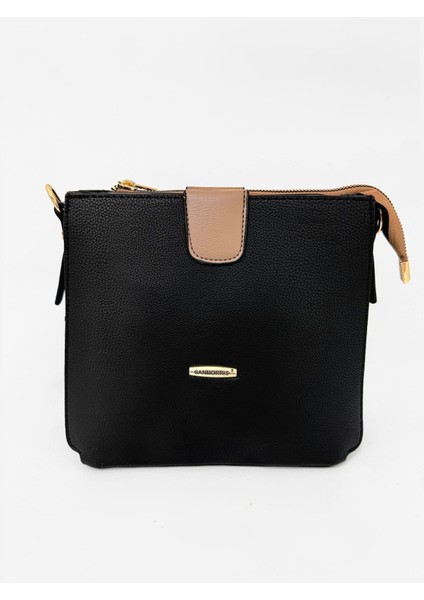 Çok Bölmeli Çapraz Kullanııma Uygun Kadın Çanta Siyah Vizon