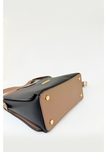 Çok Bölmeli Çapraz Kullanııma Uygun Kadın Çanta Siyah Vizon modelleri