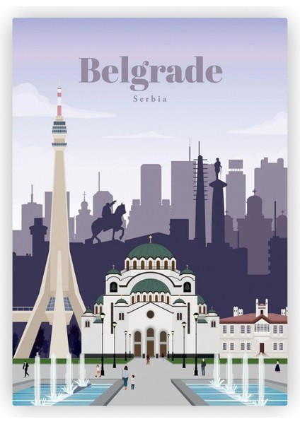 Belgrade Serbia Belgrad Sırbistan Ahşap Poster 20x29 cm