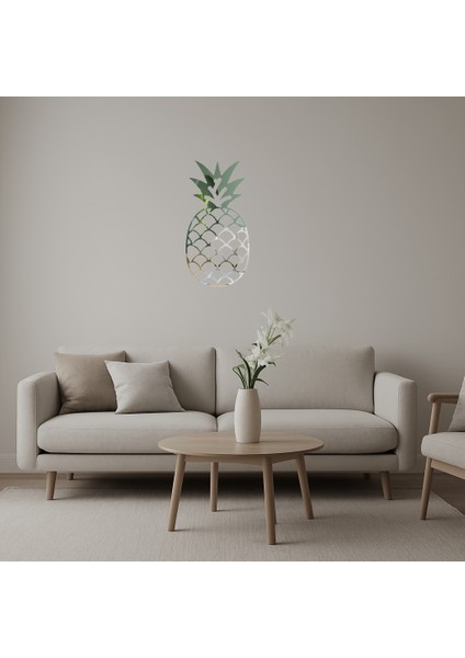 Tropikal Ananas Desenli Dekoratif Duvar Aynalı Tablosu - BRF19688-9583