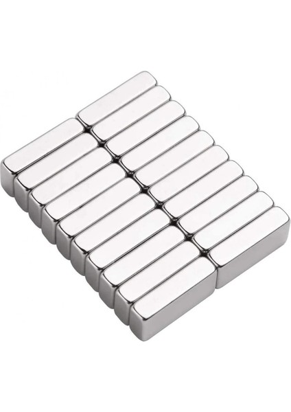 1 Adet 20X10X5 mm Neodyum Magnet N35 Güçlü Mıknatıs Köşeli ve Dayanıklı Nikel Kaplama