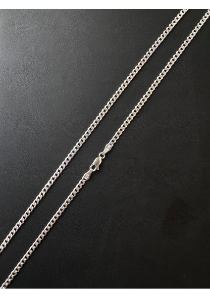 3,5 mm 60 cm Gurmet Erkek Gümüş Zincir Kolye