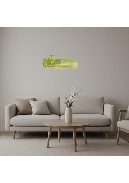 Şık Araba Motifli Dekoratif Altın Aynalı Tablo - BRF13759-8708