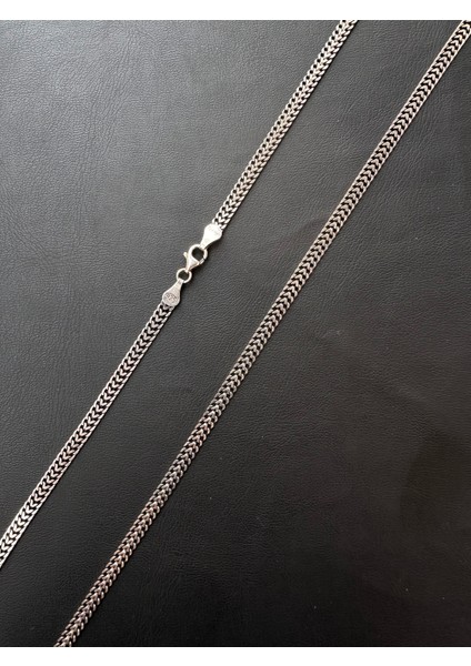 4 mm 65 cm Hasır Model Erkek Gümüş Zincir Kolye