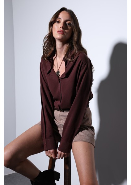 Bordo Premium Kadın Gömlek