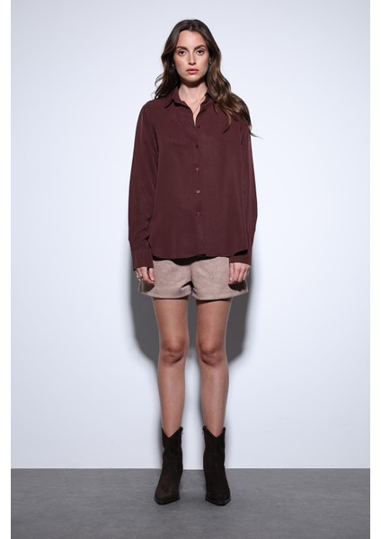 Bordo Premium Kadın Gömlek modelleri