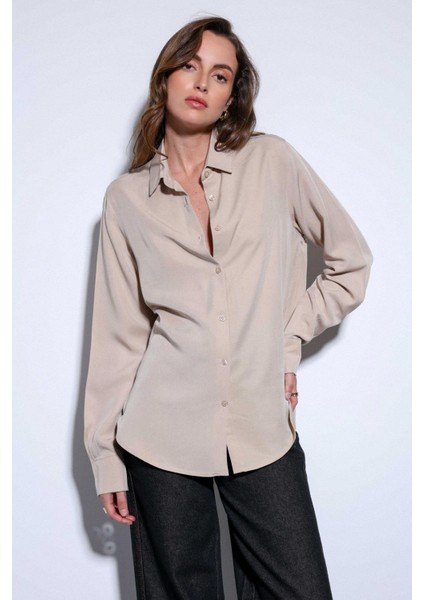 Bej Premium Kadın Gömlek