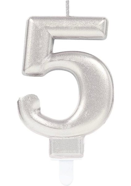 5 Rakam Mum Gümüş Renk - Lisinya