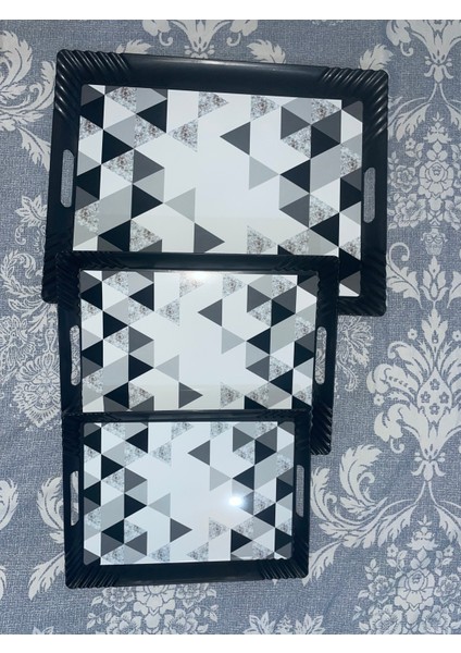 3 Lü Tepsi Seti - Çay Tepsileri - Sunum Tepsileri - Ikram Tepsileri