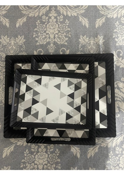 3 Lü Tepsi Seti - Çay Tepsileri - Sunum Tepsileri - Ikram Tepsileri fırsatları