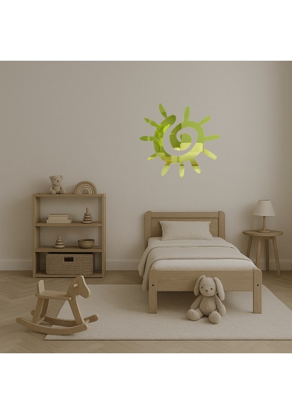 Spiralli Güneş Tasarımı Iç Mekan Dekoratif Altın Aynalı Tablo - BRF15178-6730 fırsatları