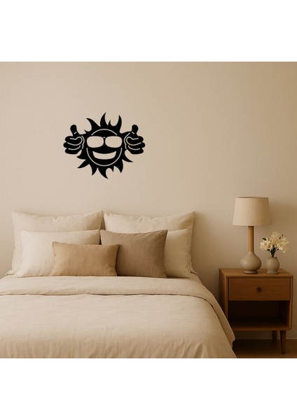 Gözlük ve Başparmak Hareketli Güneş Mdf Dekoratif Tablo - BRF17496-5241