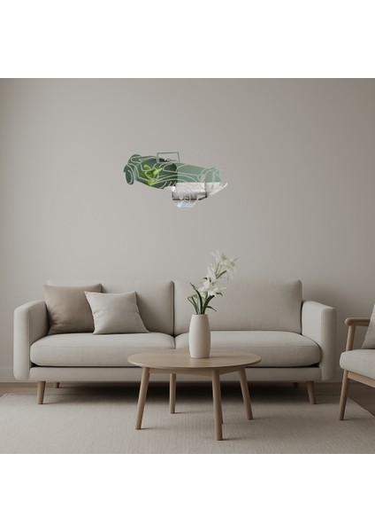 Klasik Otomobil Temalı Dekoratif Duvar Aynalı Tablosu - BRF14641-2643