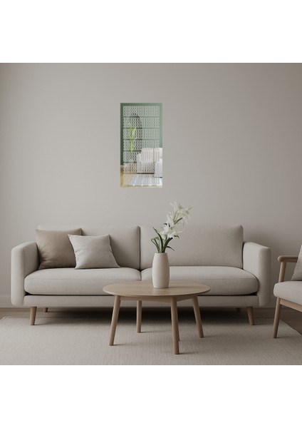 Çiçek ve Soyut Tasarım Dekoratif Aynalı Tablo - BRF14356-9237