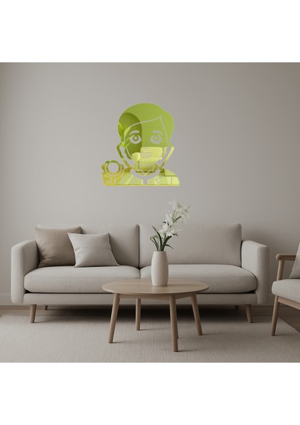 Sağlık Çalışanı Kadın Emoji Altın Aynalı Tablosu - BRF19061-7164