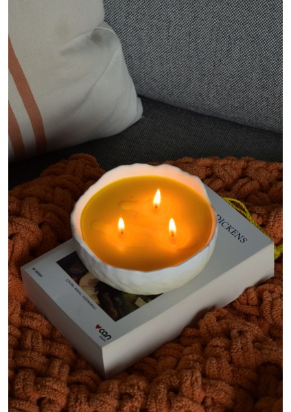 Exotic Meyve Kokulu El Yapımı 3 Fitilli Dekoratif %100 Doğal Soya Mumu