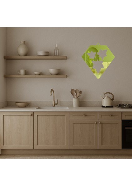 Geometrik Yaprak Desenli Elmas Şekilli Dekoratif Altın Aynalı Tablo - BRF15886-2687 modelleri