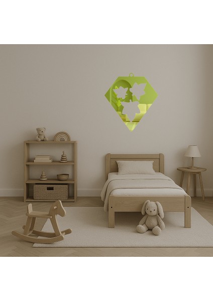 Geometrik Yaprak Desenli Elmas Şekilli Dekoratif Altın Aynalı Tablo - BRF15886-2687 fırsatları